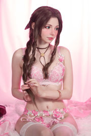 [Ảnh COSER màu đỏ đậm] Màu hồng đào - Aerith Lingerie